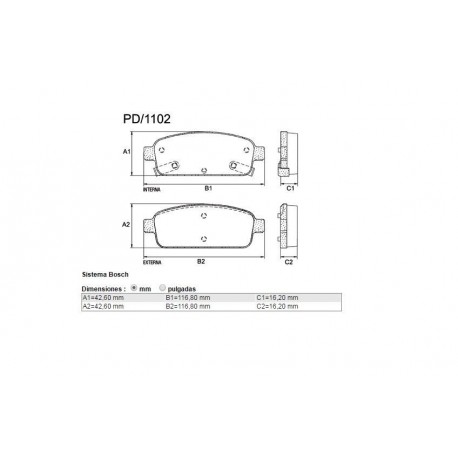 PASTILLAS DE FRENO CHEVROLET ASTRA CRUZE TRACKER - TRASERA