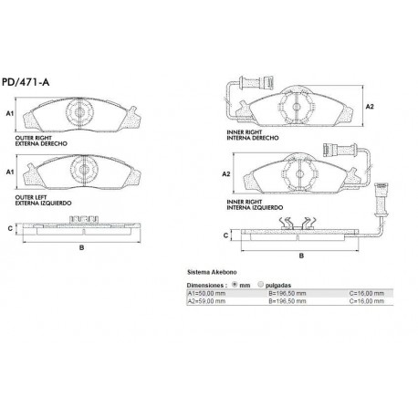 PASTILLAS DE FRENO SSANGYONG KORANDO NEW KORANDO MUSSO 2.0 2.3 2.9 - DELANTERA