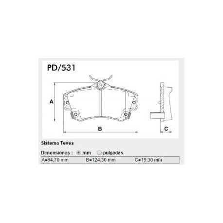 PASTILLAS DE FRENO CHRYSLER NEON SRT-4 PT CRUISER 1.6I. 2.0I 16V. 2.2 CRDI. GT 2.4I 00/06 - DELANTERA