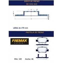 KIT DISCOS DE FRENO Y PASTILLAS TOYOTA COROLLA 08/ (BD5442 + PD/689)