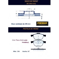 KIT DISCOS DE FRENO Y PASTILLAS FORD FOCUS VOLVO S40 V50 C30 (BD3963 + PD/767)