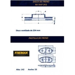 KIT DISCOS DE FRENO Y PASTILLAS CHEVROLET COBALT SONIC SPIN (BD3547 + PD/1347)