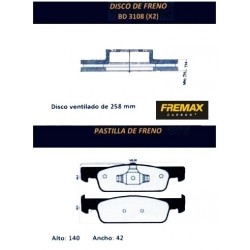 KIT DISCOS DE FRENO Y PASTILLAS RENAULT LOGAN (BD3108 + PD/1483)