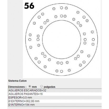 REVESTIMIENTO DE EMBRAGUE (FORRO) VOLKSWAGEN 13-180 / 15-180 CONSTELLATION - AGUJ FRESADOS: 32 - AGUJ PASANTES: 16