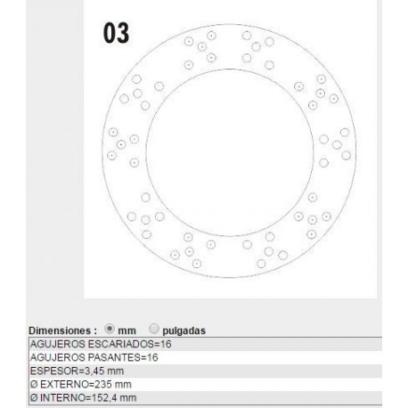 REVESTIMIENTO DE EMBRAGUE (FORRO) CHEVROLET DODGE FORD FALCON RAMBLER TORINO - AGUJ FRESADOS: 16 - AGUJ PASANTES: 16