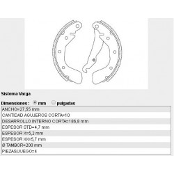 CINTA DE FRENO 4 PIEZAS CHEVEROLET AGILE-CORSA-CLASSIC-CORSA II FORD ESCORT DIAM.CAMP.200MM ANCHO 27,55MM ESPESOR 5,2MM
