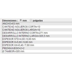 CINTA DE FRENO 2+2 PIEZAS CHEVROLET A-C-D20, SILVERADO DIAM.CAMP.305MM ANCHO 63MM ESPESOR 4.80/ 6,00MM