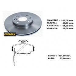 KIT DISCOS DE FRENO Y PASTILLAS RENAULT CLIO II (BD3500 + PD/305-A)