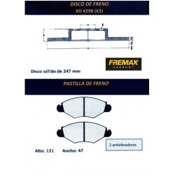 KIT DISCOS DE FRENO Y PASTILLAS PEUGEOT 206 207 (BD4298 + PD/435)