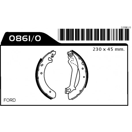 JUEGO ZAPATAS FORD MONDEO 1.6. 1.8. 2.0 DIAM.203 ANCHO 38