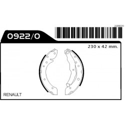 JUEGO ZAPATAS RENAULT LAGUNA 1.8 - 2.0 PEUGEOT PARTNER DIAM.228 ANCHO 42