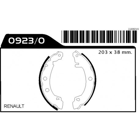 JUEGO ZAPATAS RENAULT MEGANE 1.6 - 2.0 DIAM.203 ANCHO 42