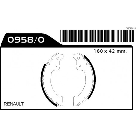 JUEGO ZAPATAS RENAULT 15 RENAULT 12 DIAM.180 ANCHO 42