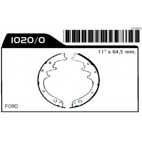 JUEGO ZAPATAS FORD FAIRLANE CHEVROLET S-10 BLAZER FORD F 100 (NUEVA) DIAM.11` ANCHO 64