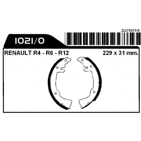 JUEGO ZAPATAS RENAULT 4 L RENAULT 12 DIAM.229 ANCHO 31