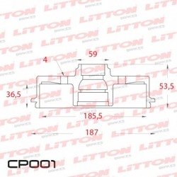 CAMPANA DE FRENO TRAS FIAT DUNA /UNO/PALIO/SIENA/FIORINO/REGATA (DIAMETRO 185.40MM-ALTURA 59MM-AGUJEROS 4+2)