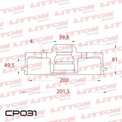 CAMPANA DE FRENO VW GOLF POLO SEAT INCA TOLEDO TRASERO 200MM - BD1516