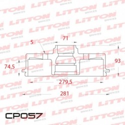 CAMPANA DE FRENO FORD RANGER 4X2 / 4X4 - 08/.. TRAS.DIAM.322MM CUBO 279,5MM BD7933