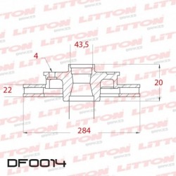 DISCO DE FRENO DELANTERO VENTILADO FIAT MAREA STYLO ARGO/CRONOS (DIAMETRO 284MM-ALTURA 43.50-AGUJEROS 4)