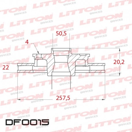 DISCO DE FRENO VENTILADO ALFA ROMEO 164 2.0I TWIN SPARK - 91/98 DELANTERO DIAM.257MM CUBO 22MM