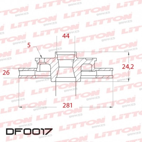 DISCO DE FRENO VENTILADO ALFA ROMEO 164 2.0I / 2.0 TI / 2.5 TD / 3.0I V6 - 92/.. DELANTERO DIAM.281MM CUBO 26MM