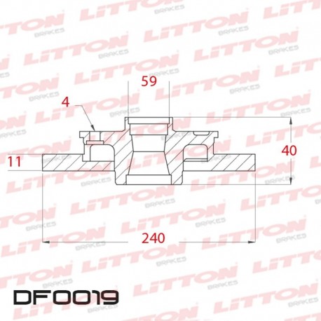 DISCO DE FRENO SOLIDO ALFA ROMEO 145 1.8I / 2.0I 16V TWIN SPARK - 92/.. TRAS.DIAM.240MM CUBO 11MM