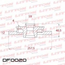 DISCO DE FRENO SOLIDO ALFA ROMEO 145 1.3I / 1.6I / 1.9 TD - 94/.. DELANTERO DIAM.257MM CUBO 12MM