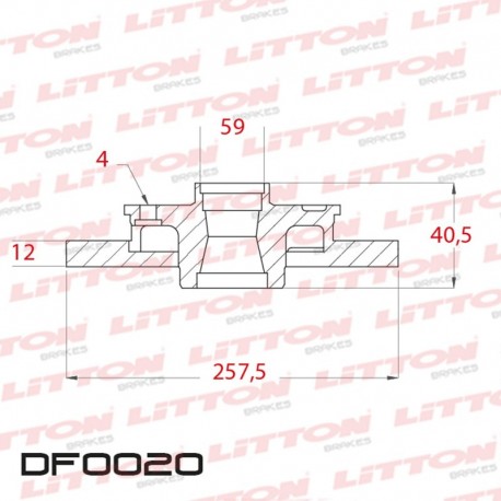 DISCO DE FRENO SOLIDO ALFA ROMEO 145 1.3I / 1.6I / 1.9 TD - 94/.. DELANTERO DIAM.257MM CUBO 12MM