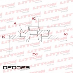 DISCO DE FRENO SOLIDO BMW 316 E21 - 85/91 TRAS.DIAM.258MM CUBO 10MM