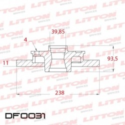 DISCO DE FRENO SOLIDO CHEVROLET CHEVETTE TODOS - 79/.. DELANTERO C/MAZADIAM.238MM CUBO 11MM