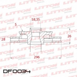 DISCO DE FRENO VENTILADO CHEVROLET OMEGA CD - 90/98 DELANTERO DIAM.296MM CUBO 28MM