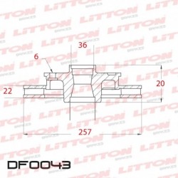 DISCO DE FRENO VENTILADO CHEVROLET LUV PICK-UP - 83/.. DELANTERO DIAM.257,3MM CUBO 22MM