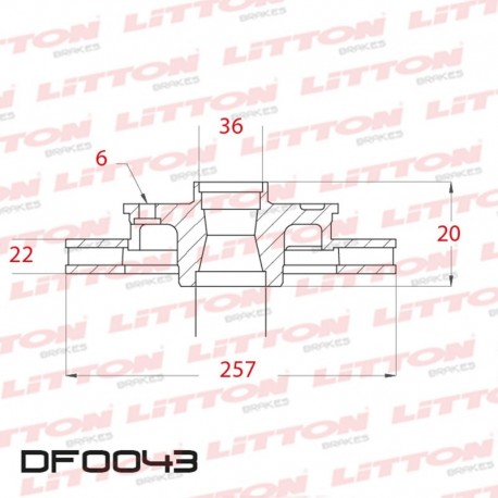 DISCO DE FRENO VENTILADO CHEVROLET LUV PICK-UP - 83/.. DELANTERO DIAM.257,3MM CUBO 22MM