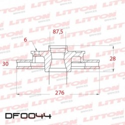 DISCO DE FRENO VENTILADO CHEVROLET BLAZER 4X2 / 4X4 (6 AGUJEROS) - 95/97 DELANTERO C/MAZADIAM.276MM CUBO 30MM