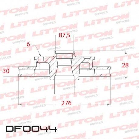 DISCO DE FRENO VENTILADO CHEVROLET BLAZER 4X2 / 4X4 (6 AGUJEROS) - 95/97 DELANTERO C/MAZADIAM.276MM CUBO 30MM