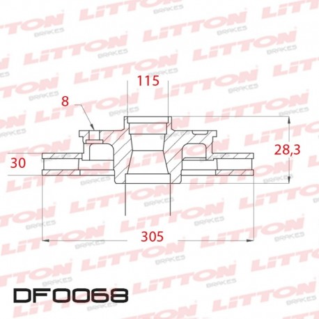 DISCO DE FRENO VENTILADO AGRALE 1600 D FORD 4000 TODOS - 85/.. DELANTERO DIAM.305MM CUBO 30,5MM