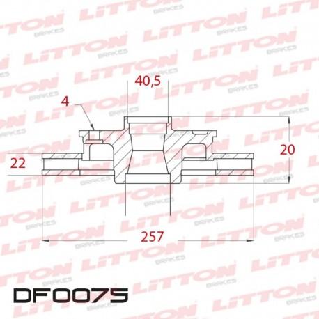 DISCO DE FRENO VENTILADO ALFA ROMEO MITO 1.4 JUNIOR / PLUS MANUAL - 08/.. DELANTERO DIAM.257MM CUBO 22MM