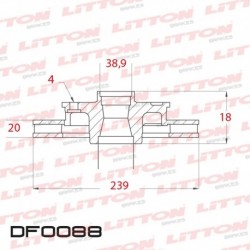 DISCO DE FRENO DELANTERO VENTILADO VW GOL /POLO AUDI 80/90 FORD GALAXY (DIAMETRO 239MM-ALTURA 39MM-AGUJEROS 4)