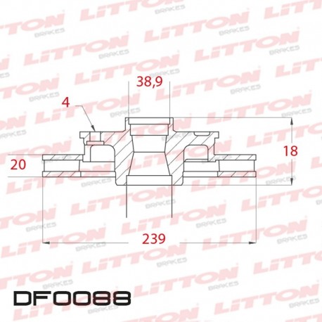 DISCO DE FRENO DELANTERO VENTILADO VW GOL /POLO AUDI 80/90 FORD GALAXY (DIAMETRO 239MM-ALTURA 39MM-AGUJEROS 4)