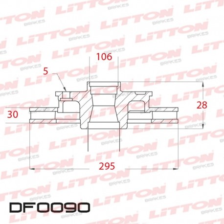 DISCO DE FRENO VENTILADO FORD F100 TODOS (+ BULONES) - ../92 DELANTERO C/MAZADIAM.290MM CUBO 30MM