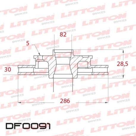 DISCO DE FRENO VENTILADO FORD F1000 TODOS - 93/.. DELANTERO DIAM.286,6MM CUBO 30MM