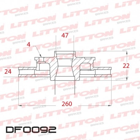 DISCO DE FRENO VENTILADO FORD MONDEO 1.8 16V / 1.8 TD - 94/.. DELANTERO DIAM.260MM CUBO 24MM