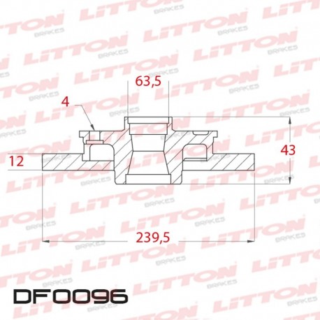 DISCO DE FRENO SOLIDO FORD COURIER TODOS - 96/.. DELANTERO DIAM.239MM CUBO 12MM