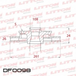 DISCO DE FRENO VENTILADO FORD RANGER 4X2 (+ BULONES) - 95/98 DELANTERO C/MAZADIAM.261MM CUBO 26MM