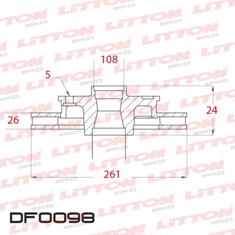 DISCO DE FRENO VENTILADO FORD RANGER 4X2 (+ BULONES) - 95/98 DELANTERO C/MAZADIAM.261MM CUBO 26MM