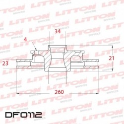 DISCO DE FRENO VENTILADO HONDA ACCORD 2.2I 16V - 91/.. DELANTERO DIAM.259MM CUBO 23MM