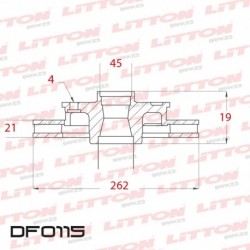 DISCO DE FRENO VENTILADO ACURA INTEGRA 1.8 - 91/.. DELANTERO DIAM.262MM CUBO 21MM