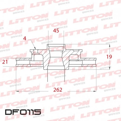 DISCO DE FRENO VENTILADO ACURA INTEGRA 1.8 - 91/.. DELANTERO DIAM.262MM CUBO 21MM