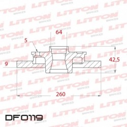 DISCO DE FRENO SOLIDO HONDA CIVIC 1.8 NEW CIVIC - 07/.. TRAS.DIAM.260MM CUBO 9MM