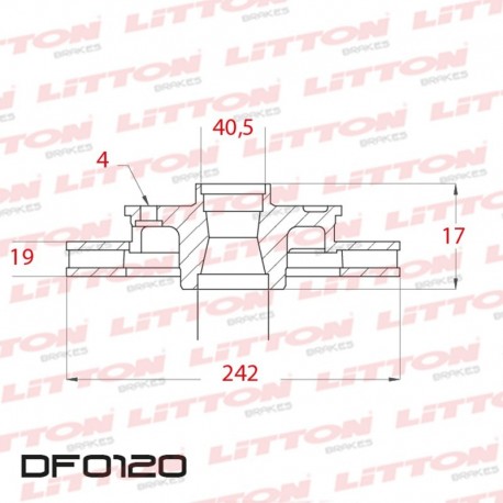 DISCO DE FRENO VENTILADO HYUNDAI ACCENT 1.5 - 89/.. DELANTERO DIAM.242MM CUBO 19,1MM